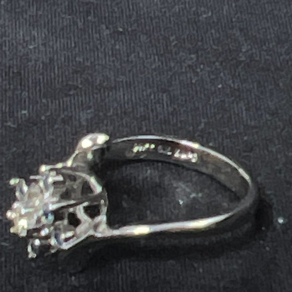 14k GE Silver With Blue And Clear Rhinestones Ring Signed ESPO Sz 5 (R304) - Picture 5 of 6